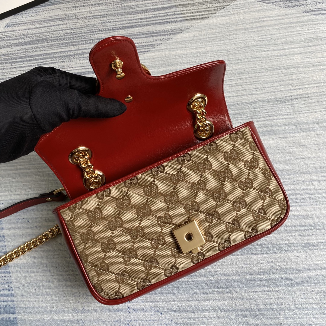 Gucci GG Marmont Matelasse Mini Shoulder Bag 446744 Dark red